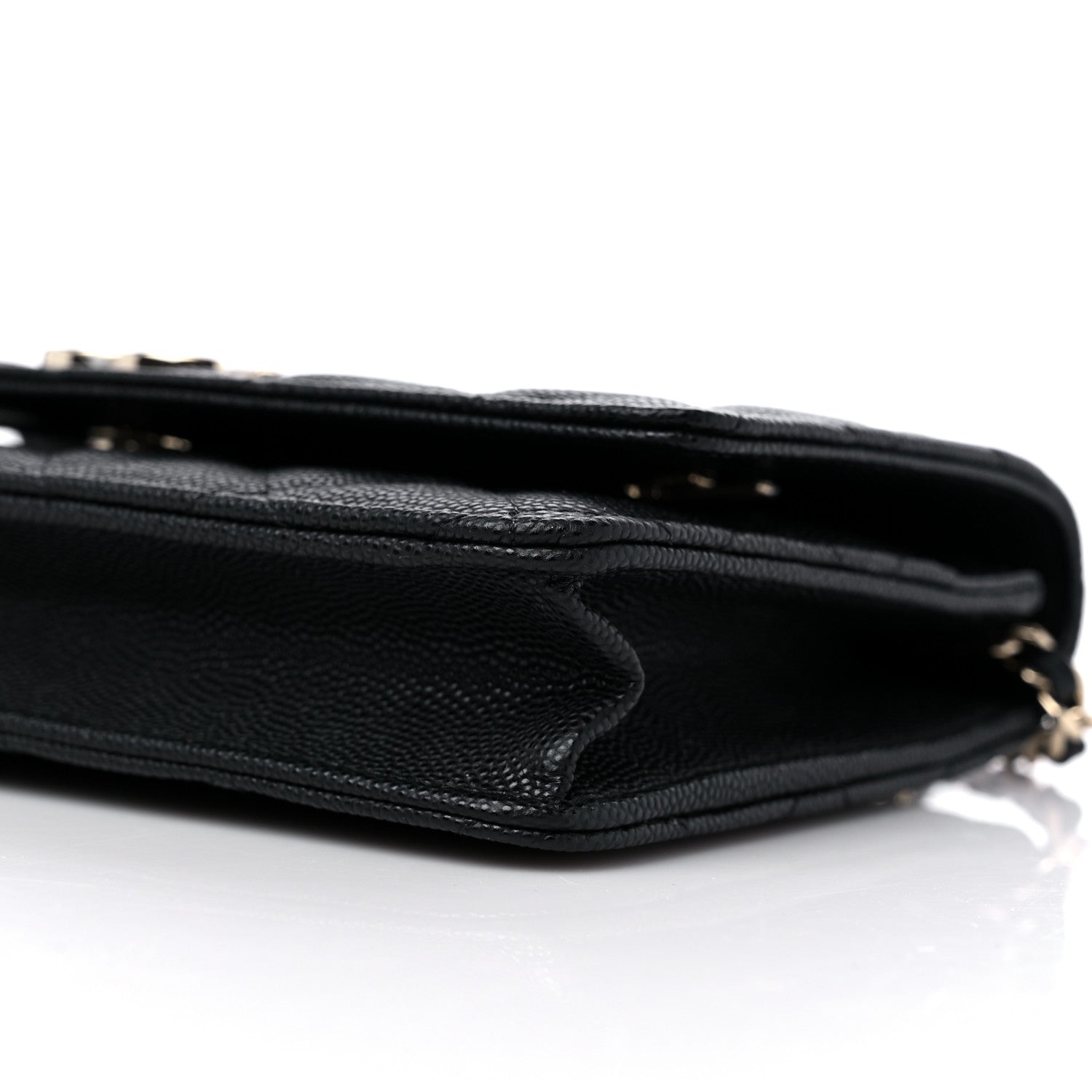 Chanel Caviar Quilted Striated CC Wallet On Chain WOC Black 9 of 10