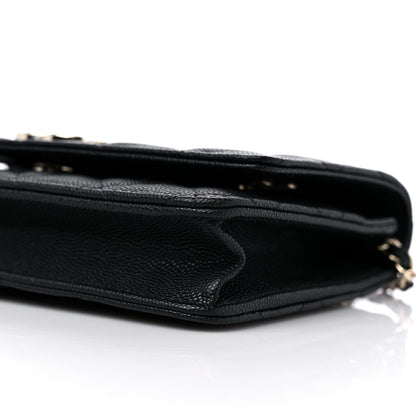 Chanel Caviar Quilted Striated CC Wallet On Chain WOC Black 9 of 10