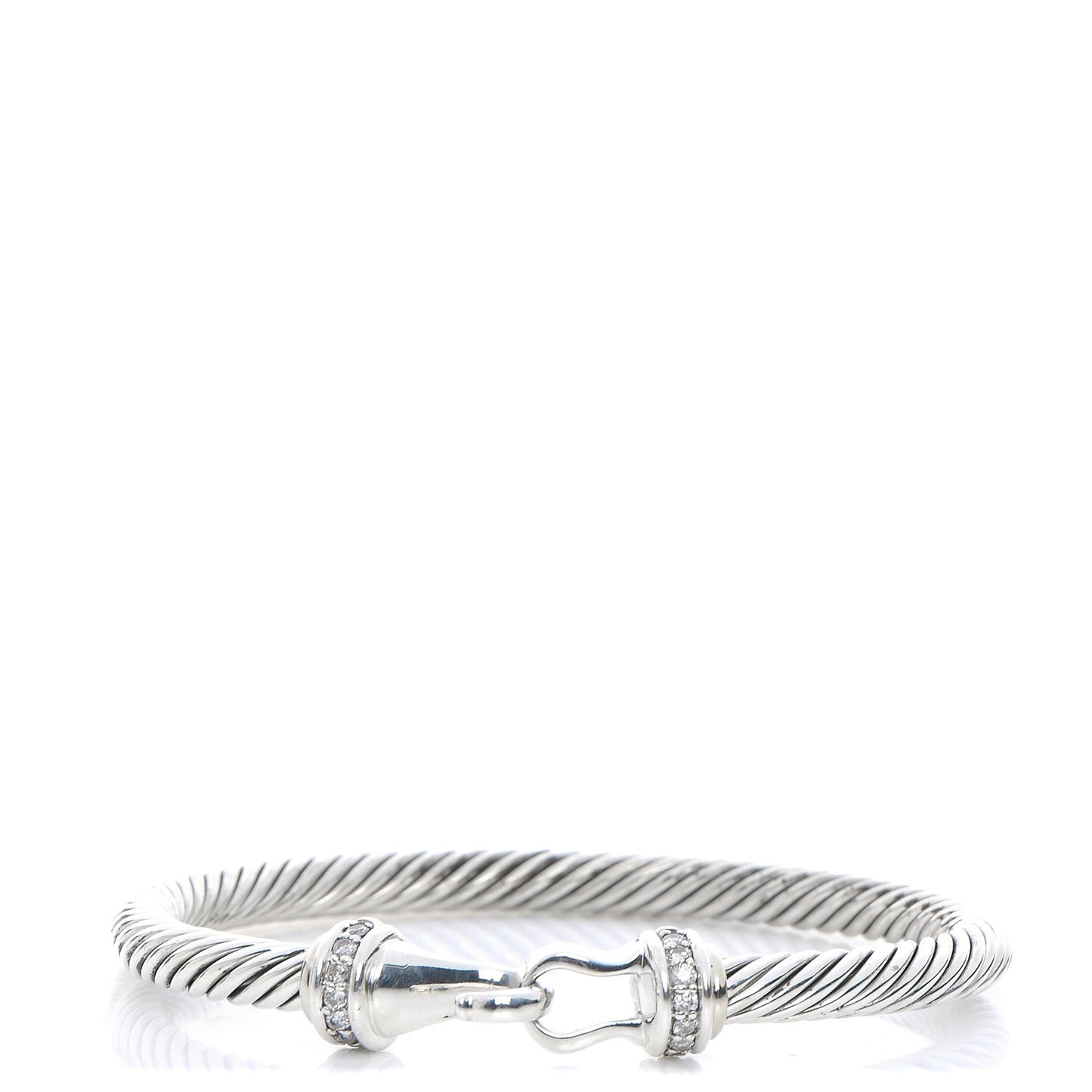 Sterling Silver Diamond 5mm Cable Buckle Bracelet