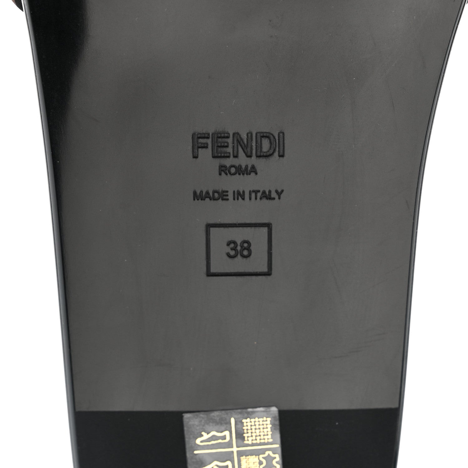 Fendi Satin FF Fendi Feel Slide Sandals 38 Tobacco Black 1877850