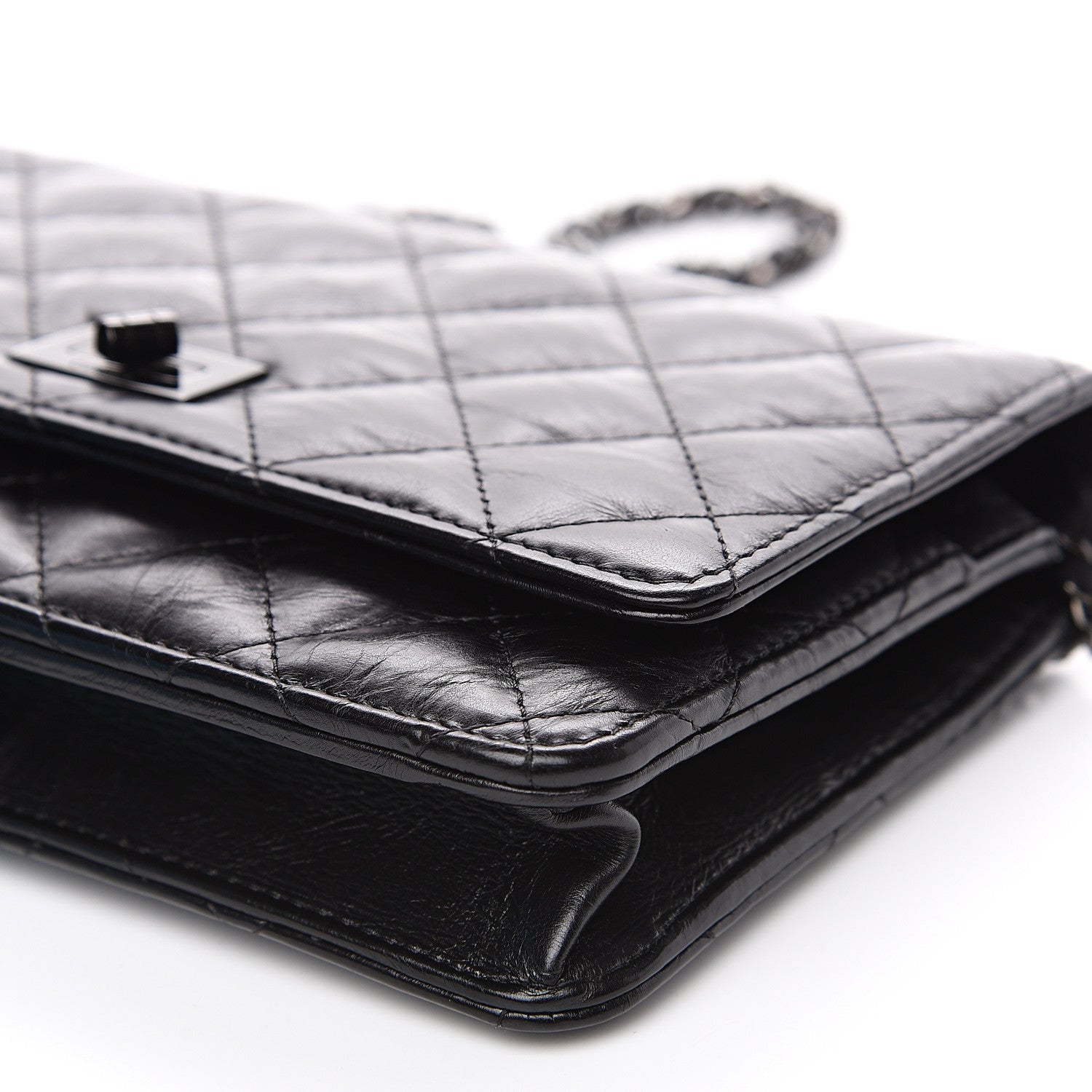 Chanel Aged Calfskin Quilted Reissue Wallet On Chain WOC So Black 9 of 9
