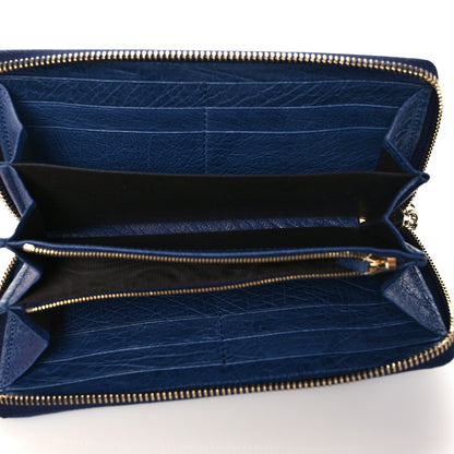 Gucci Ostrich Bamboo Zip Around Wallet Dark Blue 5 of 11