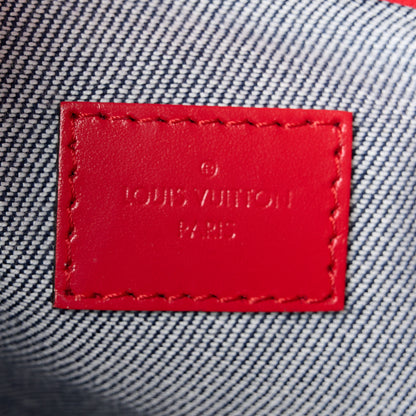 Louis Vuitton Denim Damier Monogram Patchwork Speedy Bandouliere 30 Blue Rouge 6 of 10