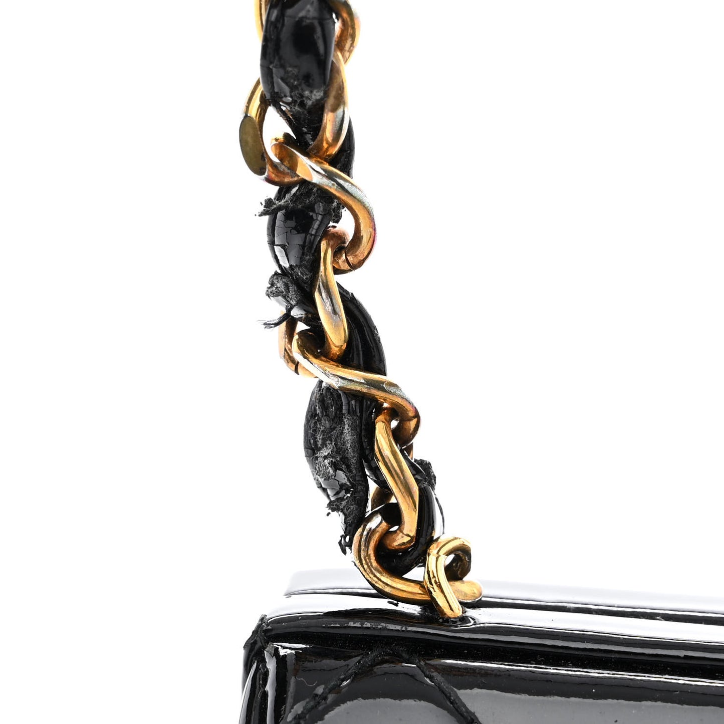 Patent Quilted Frame Evening Bag Black