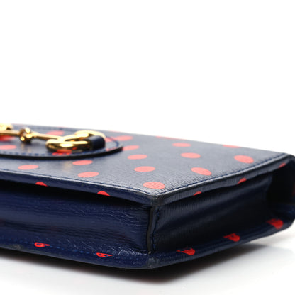 Gucci Shangai Calfskin Polka Dot Horsebit 1955 Wallet On Chain Blue Orange Sailor Blue 10 of 10