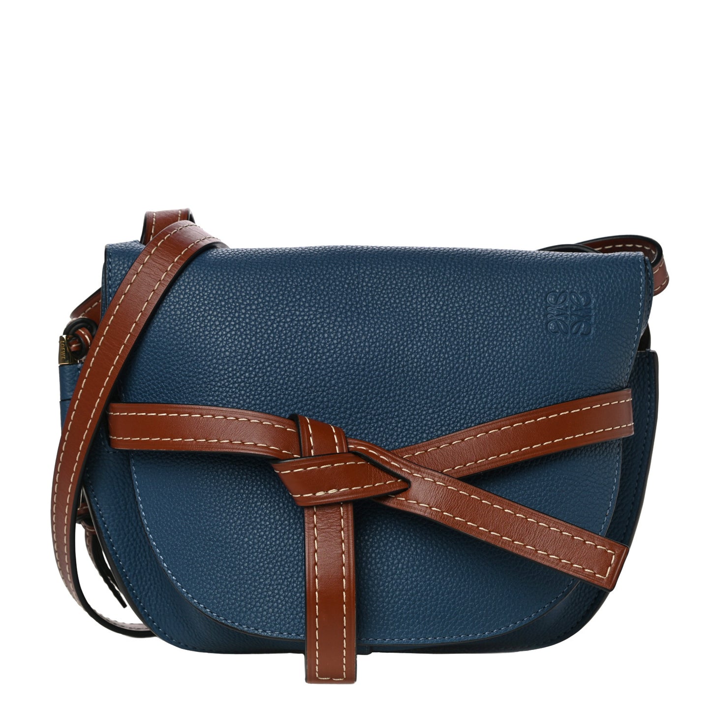 Grained Calfskin Small Gate Crossbody Bag Varsity Pecan
