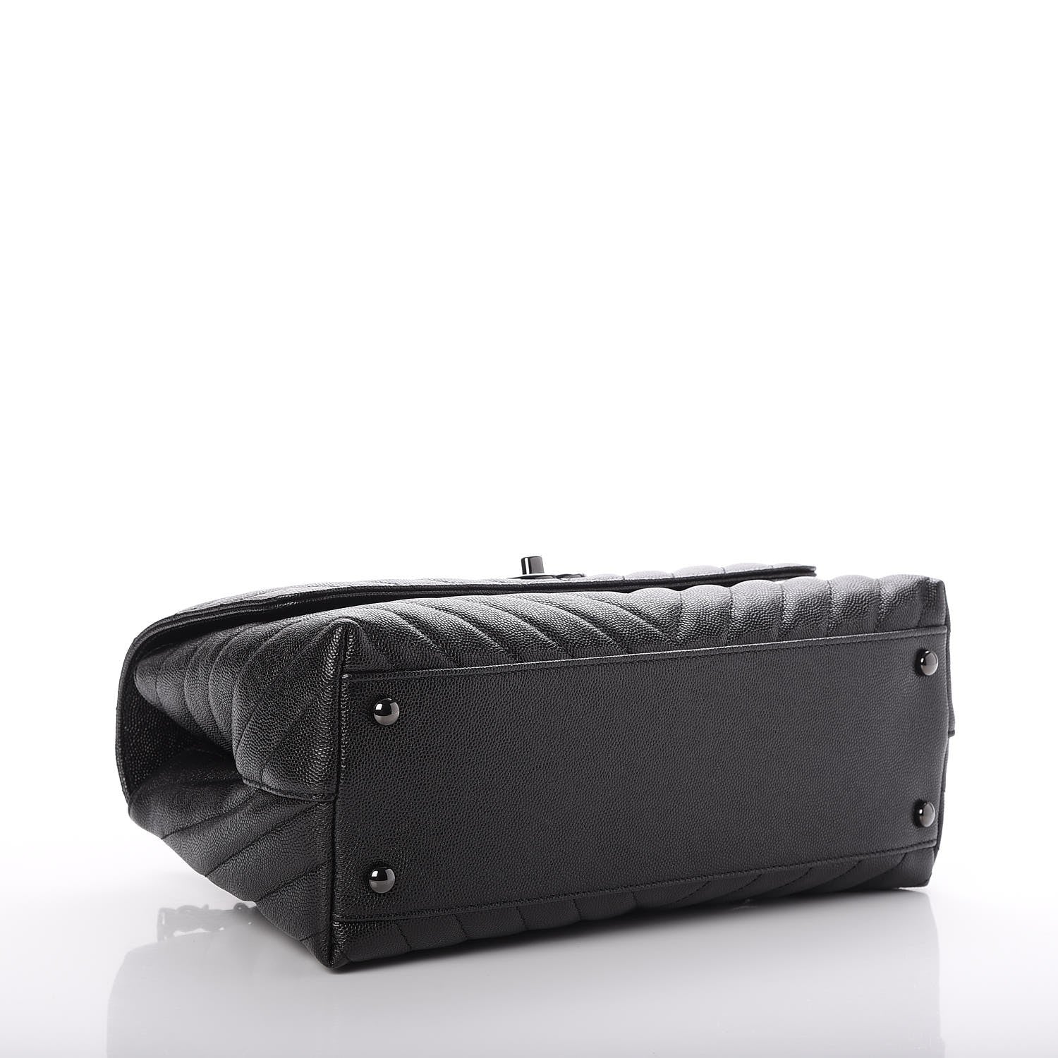 Chanel Caviar Chevron Quilted Small Coco Handle Flap So Black 4 of 8