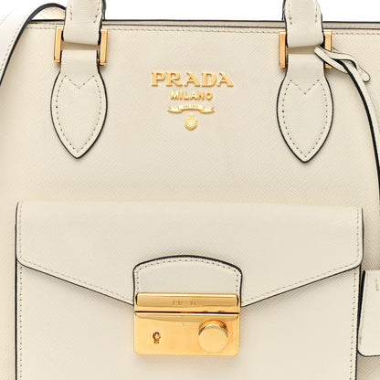 Prada Saffiano Soft Calfskin Front Pocket Zippered Tote White 9 of 20