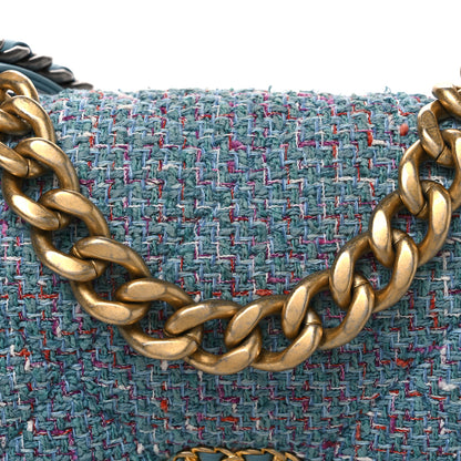 Chanel Tweed Quilted Large Chanel 19 Flap Blue Multicolor 7 of 9