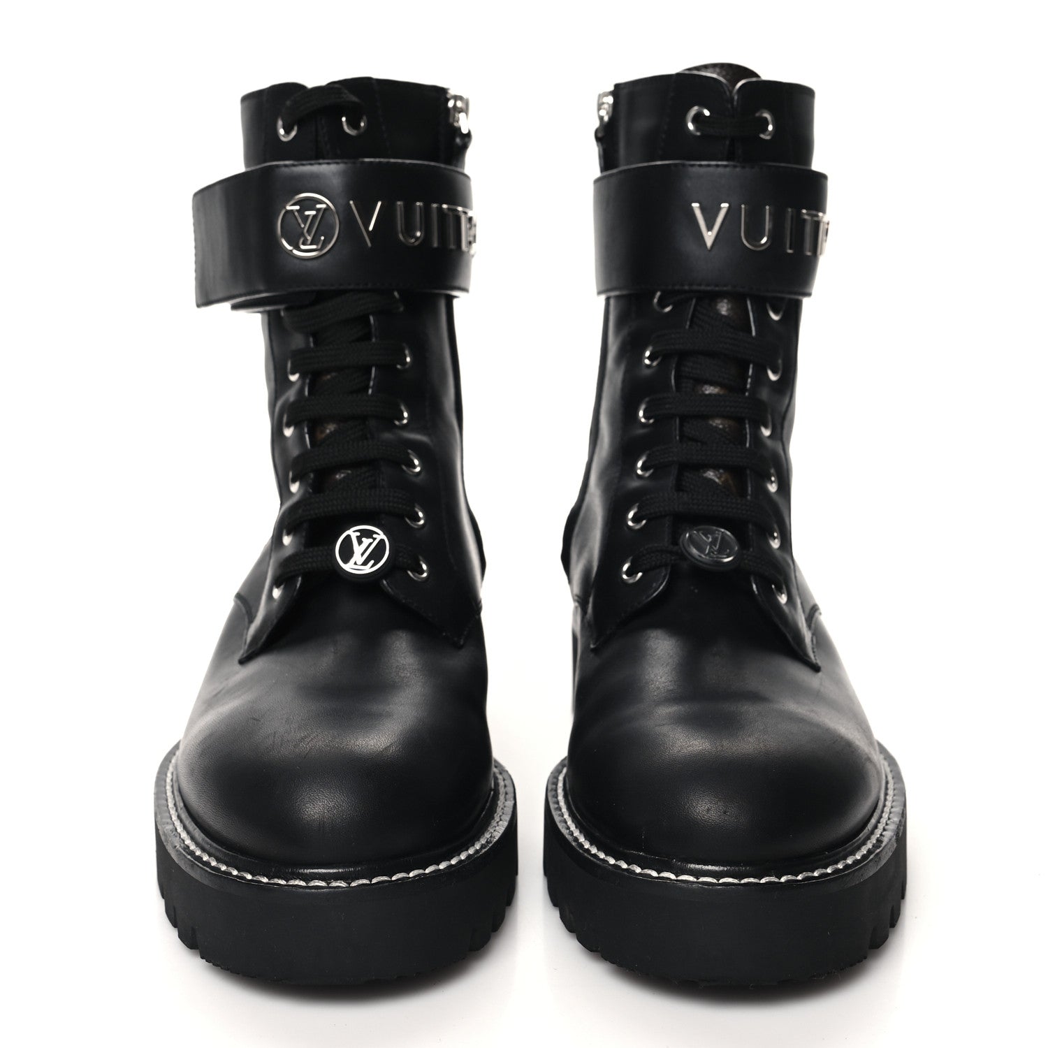 Louis Vuitton Calfskin Territory Flat Ranger Boots 38.5 Black 2 of 9