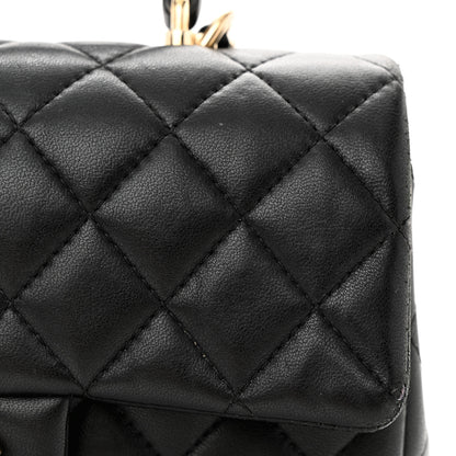 Chanel Lambskin Quilted Mini Lion Charm Top Handle Rectangular Flap Black 13 of 17