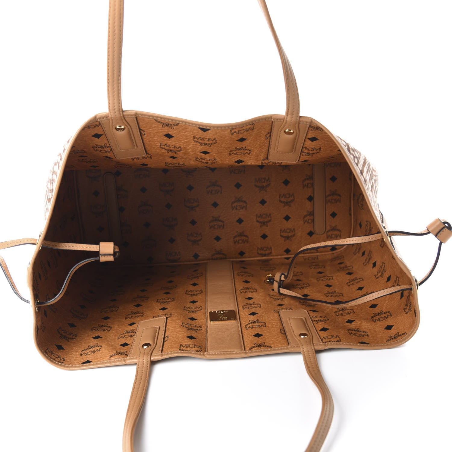 MCM Visetos Large Liz Reversible Shopper Tote Cognac 12 of 15