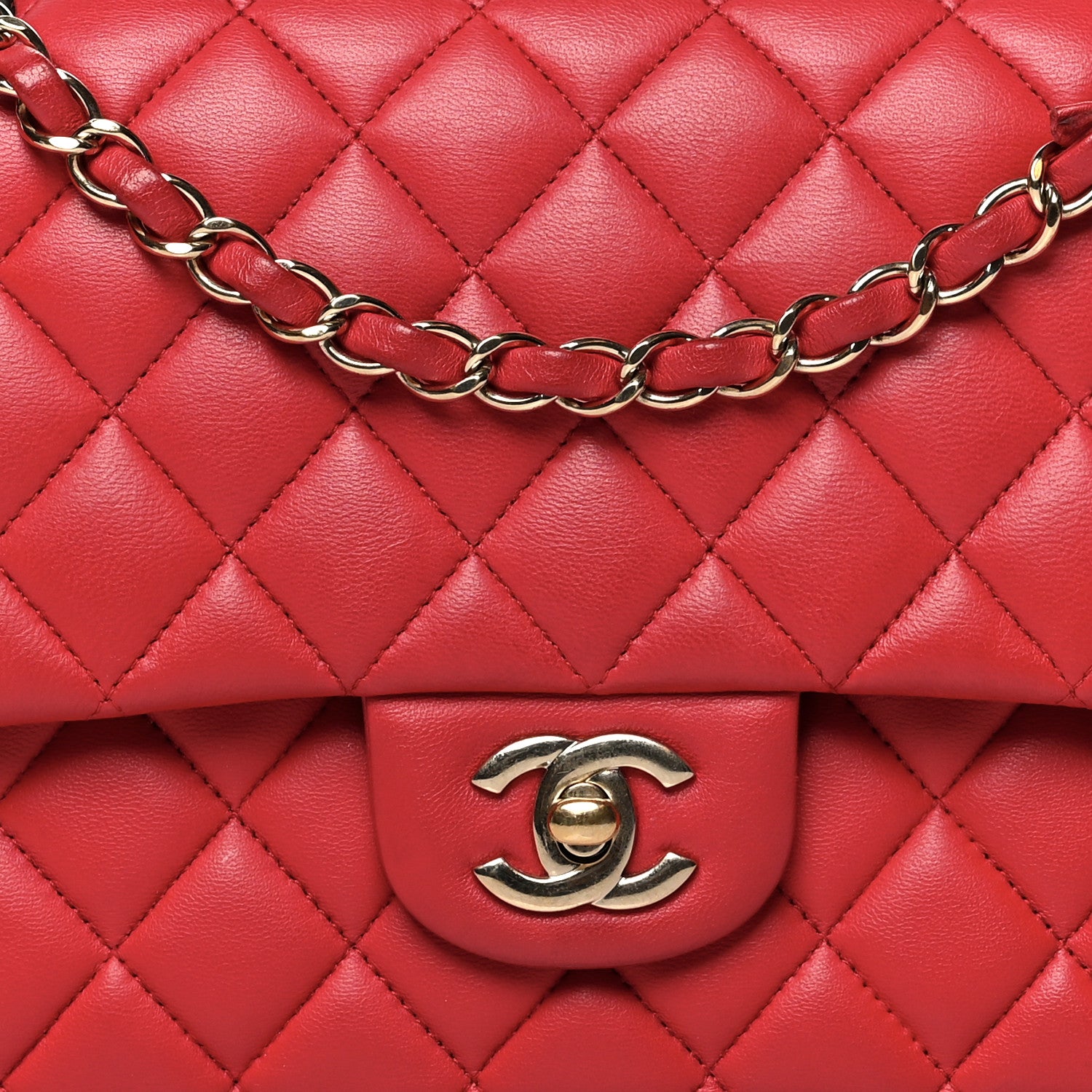 Chanel Lambskin Quilted Medium Double Flap Red 8 of 10