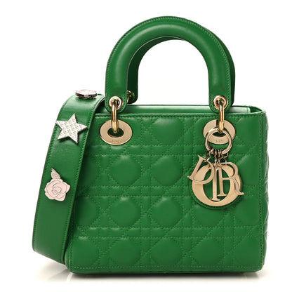 Christian Dior Lambskin Cannage Small Lucky Badges My Lady Dior Green 1 of 11