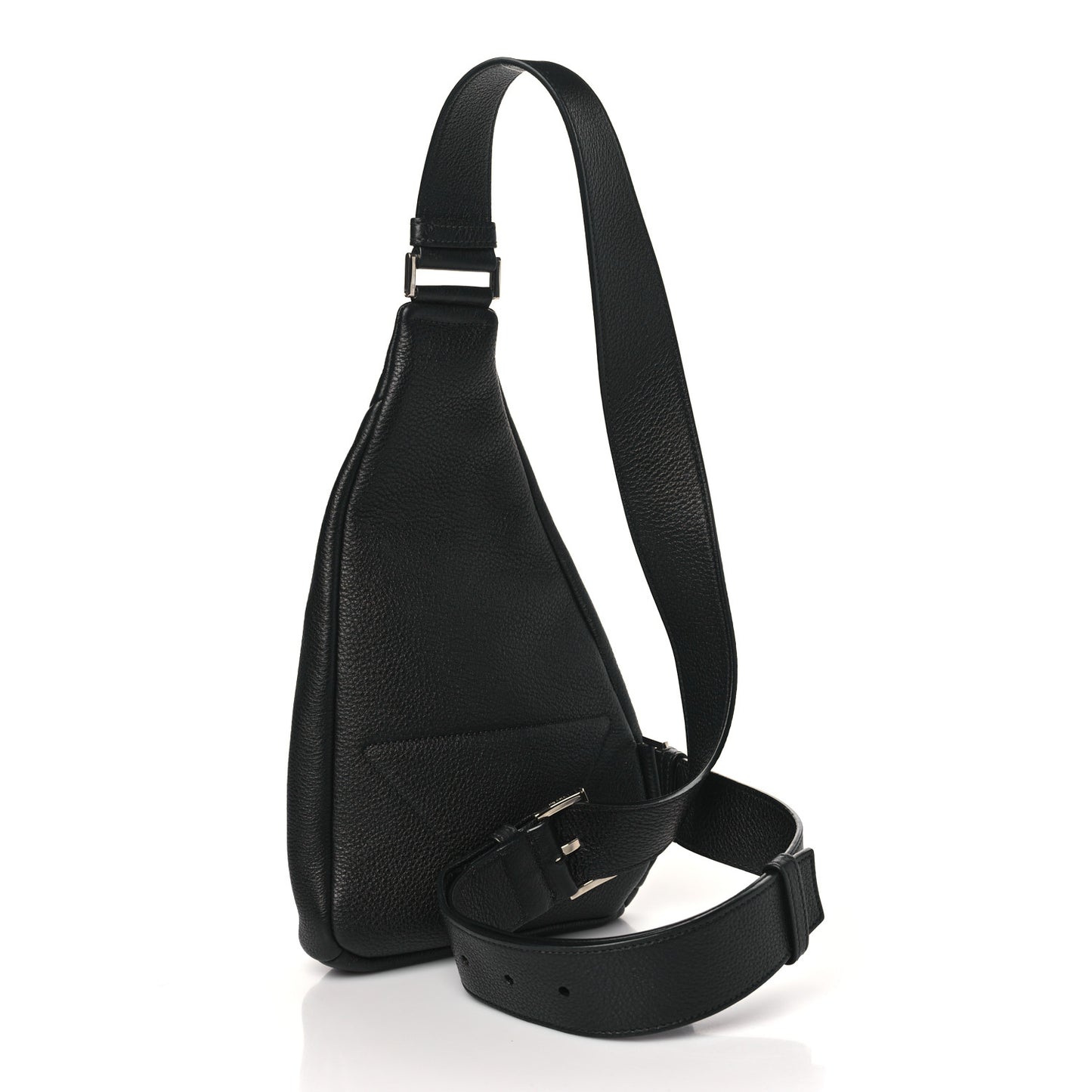 Vitello Daino Logo Embossed Cross Sling Backpack Black
