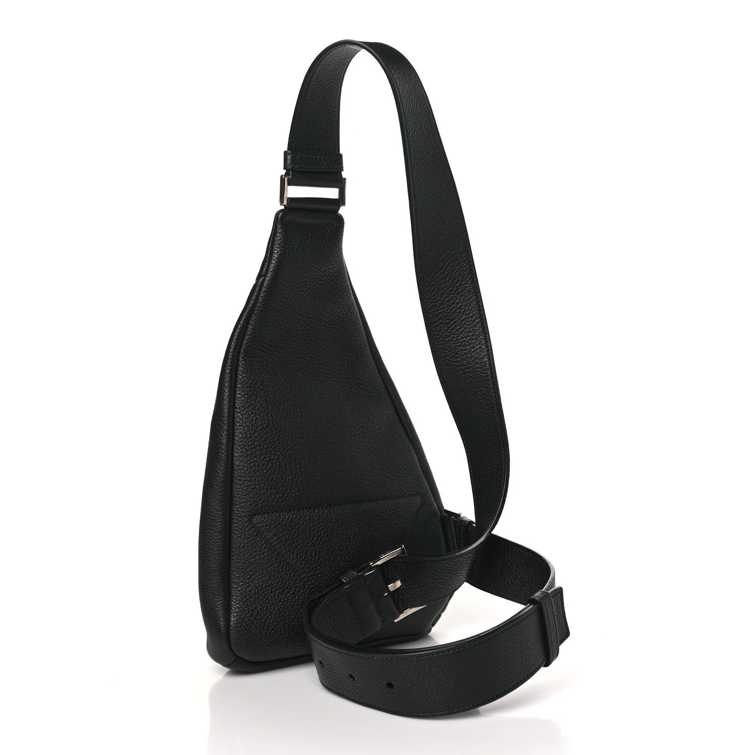 Prada Vitello Daino Logo Embossed Cross Sling Backpack Black 3 of 9