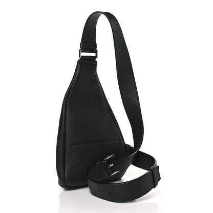 Prada Vitello Daino Logo Embossed Cross Sling Backpack Black 3 of 9