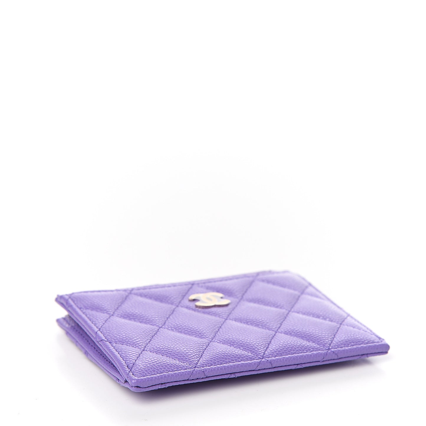 Caviar Quilted CC Zip Card Holder Purple