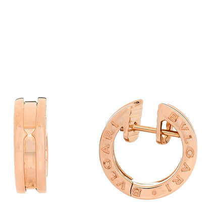 Bulgari 18K Rose Gold Small B.Zero1 Hoop Earrings 1 of 4