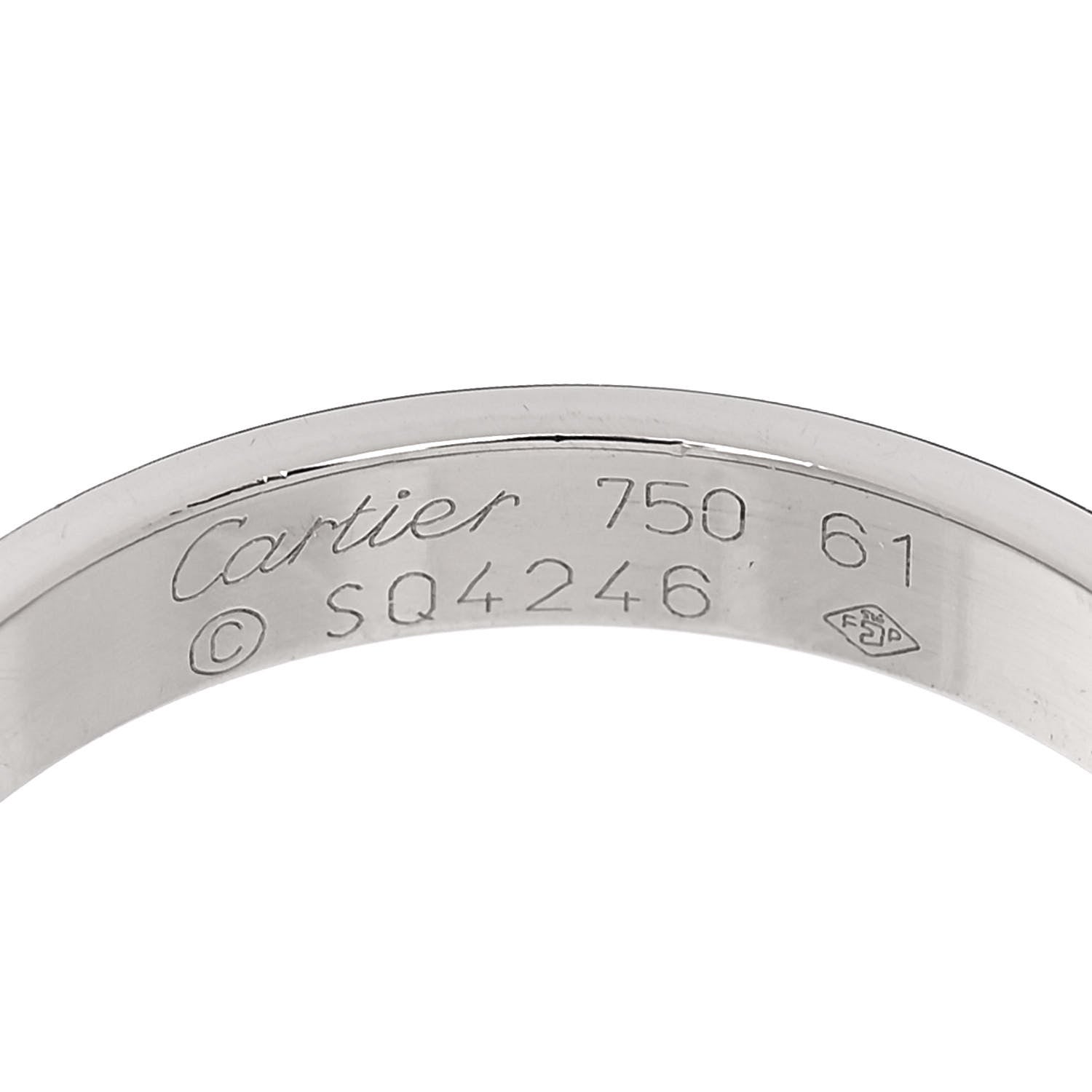 Cartier 18K White Gold 3.5mm LOVE Wedding Band Ring 61 9.5 4 of 5