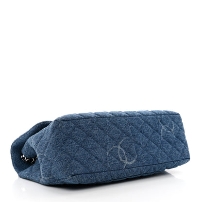 Chanel Denim Quilted CC Print Jumbo Single Flap Blue 4 of 10