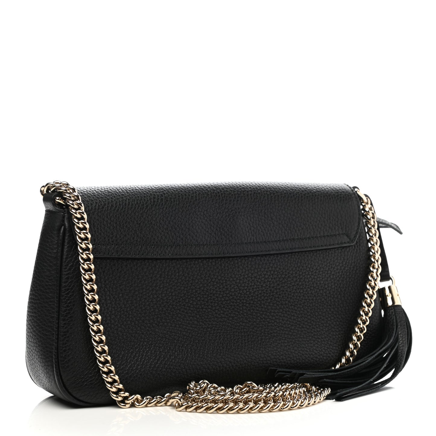 Pebbled Calfskin Medium Soho Flap Crossbody Black