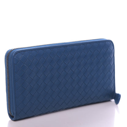 Bottega Veneta Nappa Intrecciato Zip Around Wallet Blue 3 of 7