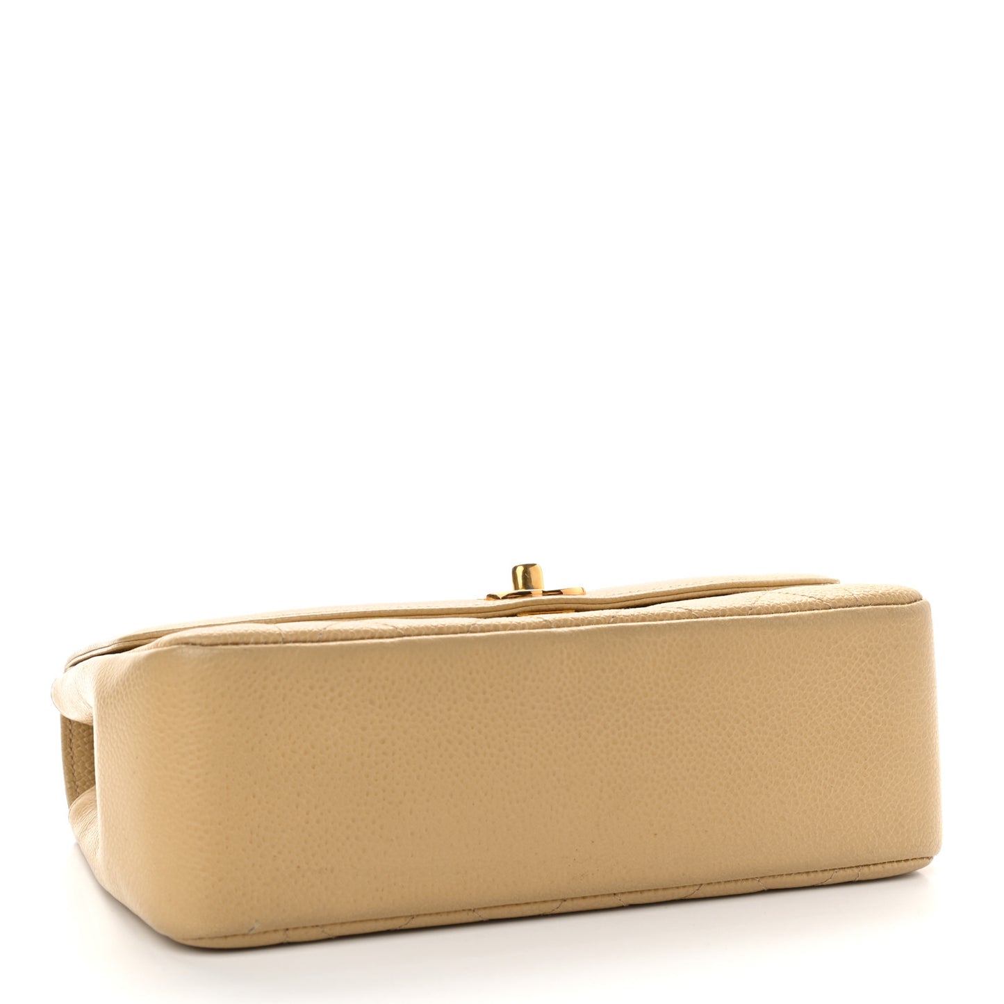 Caviar Quilted Small Single Flap Beige