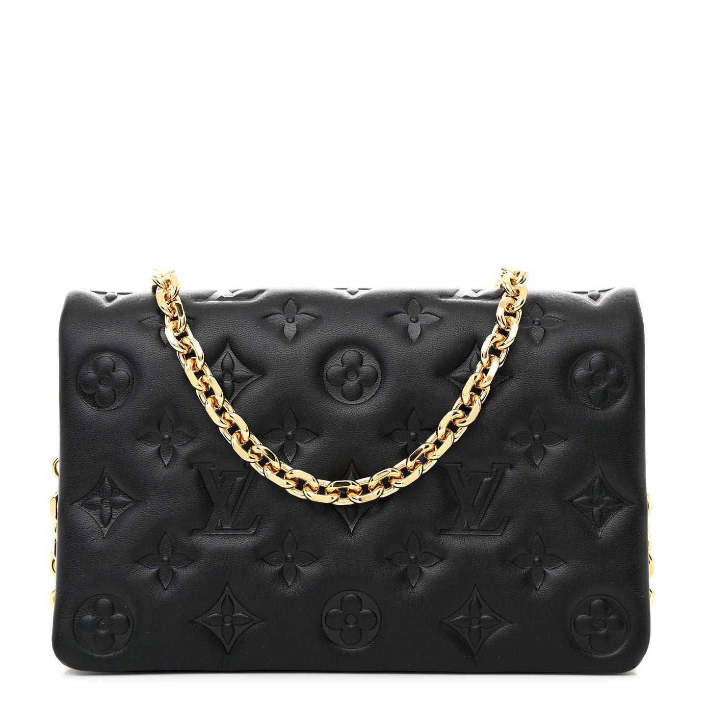 Lambskin Embossed Monogram Pochette Coussin Black