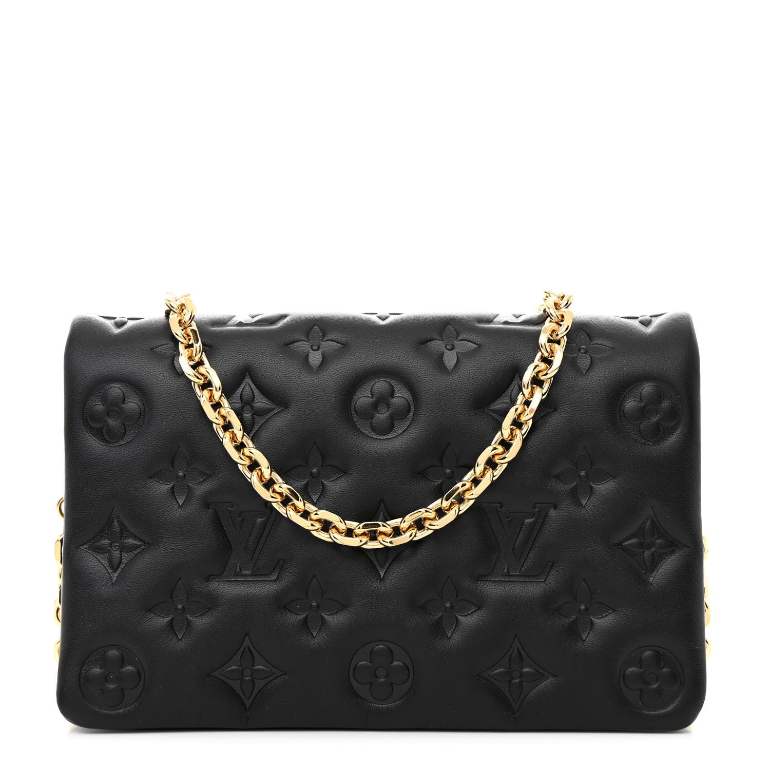 Louis Vuitton Lambskin Embossed Monogram Pochette Coussin Black 1 of 9