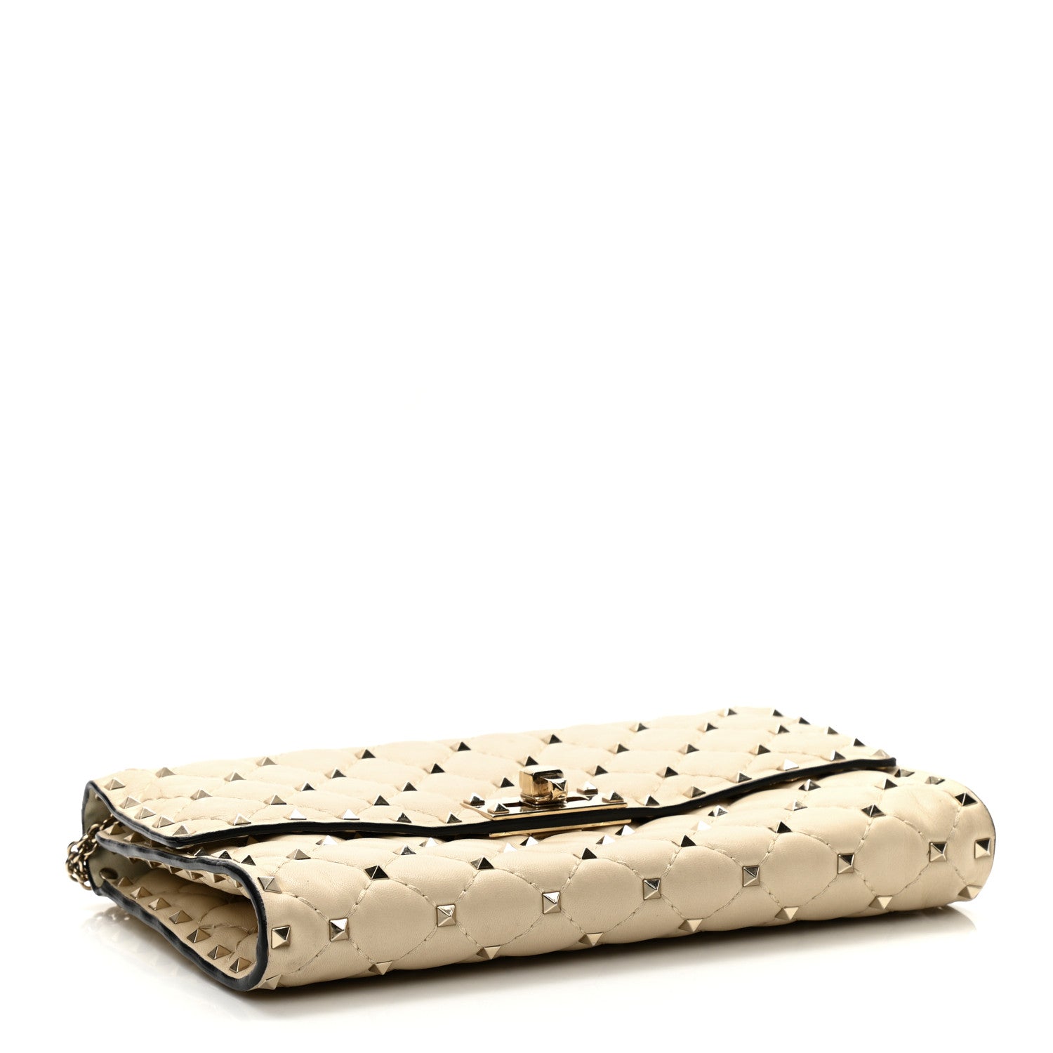 Valentino Garavani Nappa Rockstud Spike Wallet on Chain Light Ivory 4 of 12