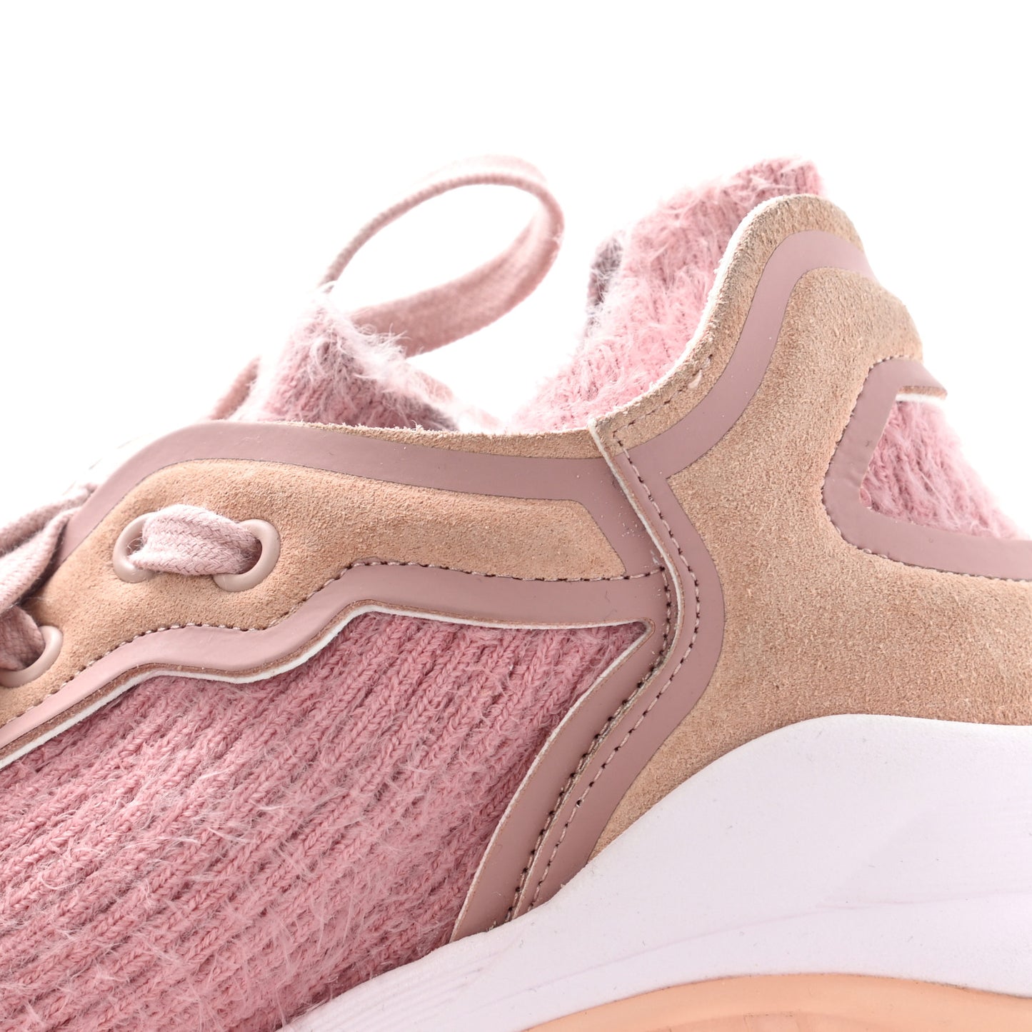 Suede Calfskin Stretch Fabric CC Sneakers 39.5 Pink
