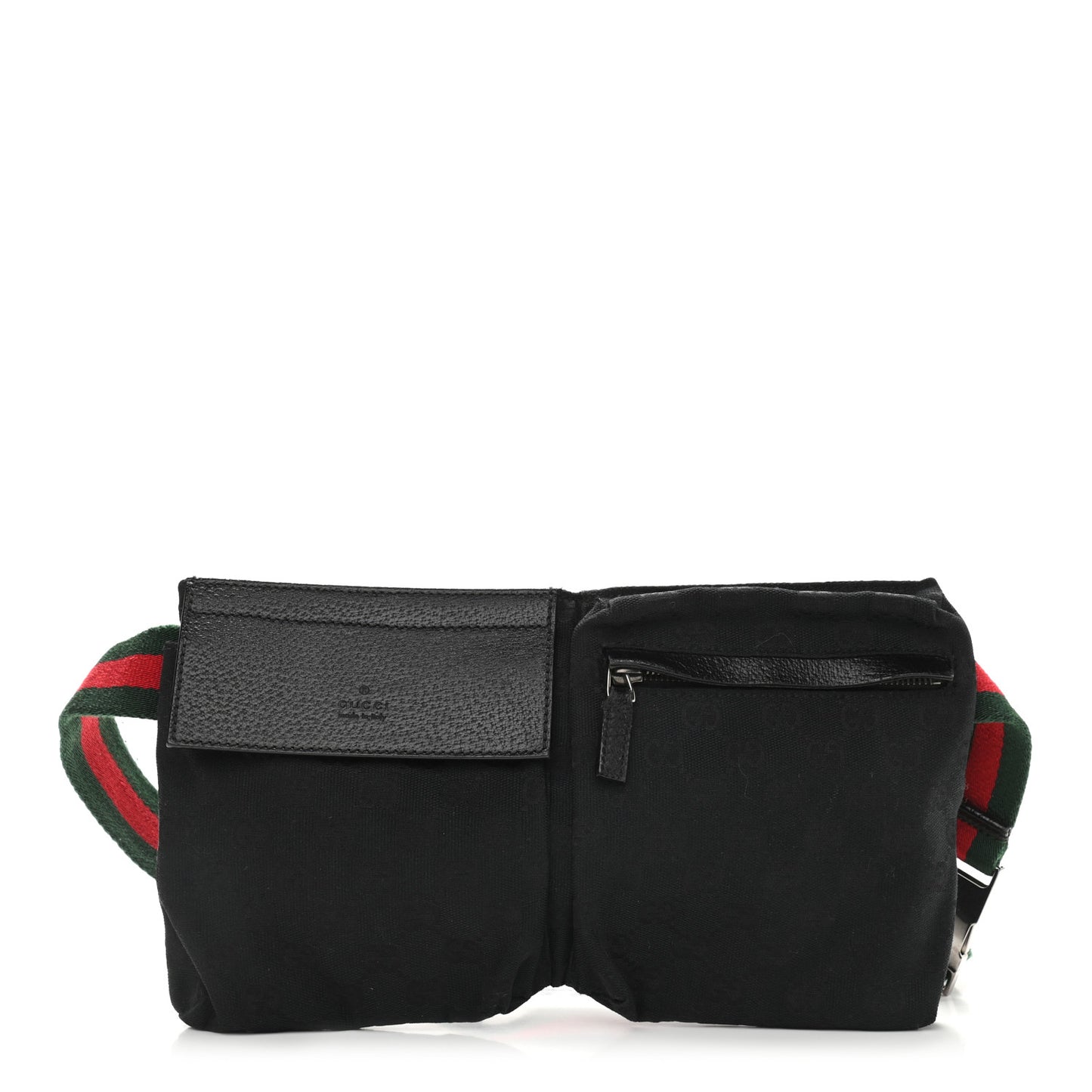 GG Monogram Web Double Pocket Belt Bag Black