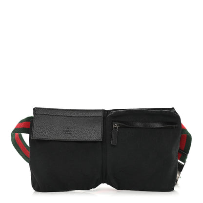 Gucci GG Monogram Web Double Pocket Belt Bag Black 1 of 12