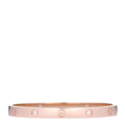 Cartier 18K Pink Gold 4 Diamond LOVE Bracelet 19 3 of 8