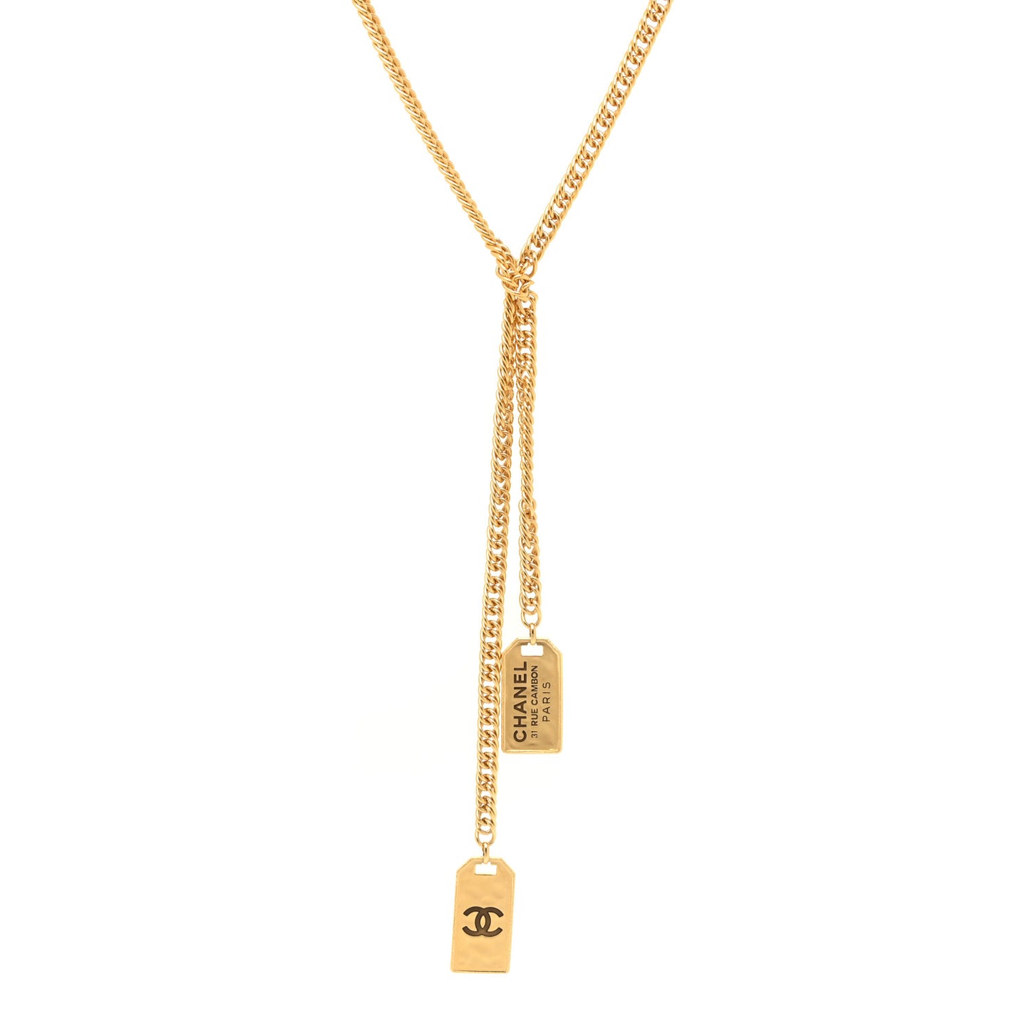 Metal ID Dog Tag Charm Necklace Gold