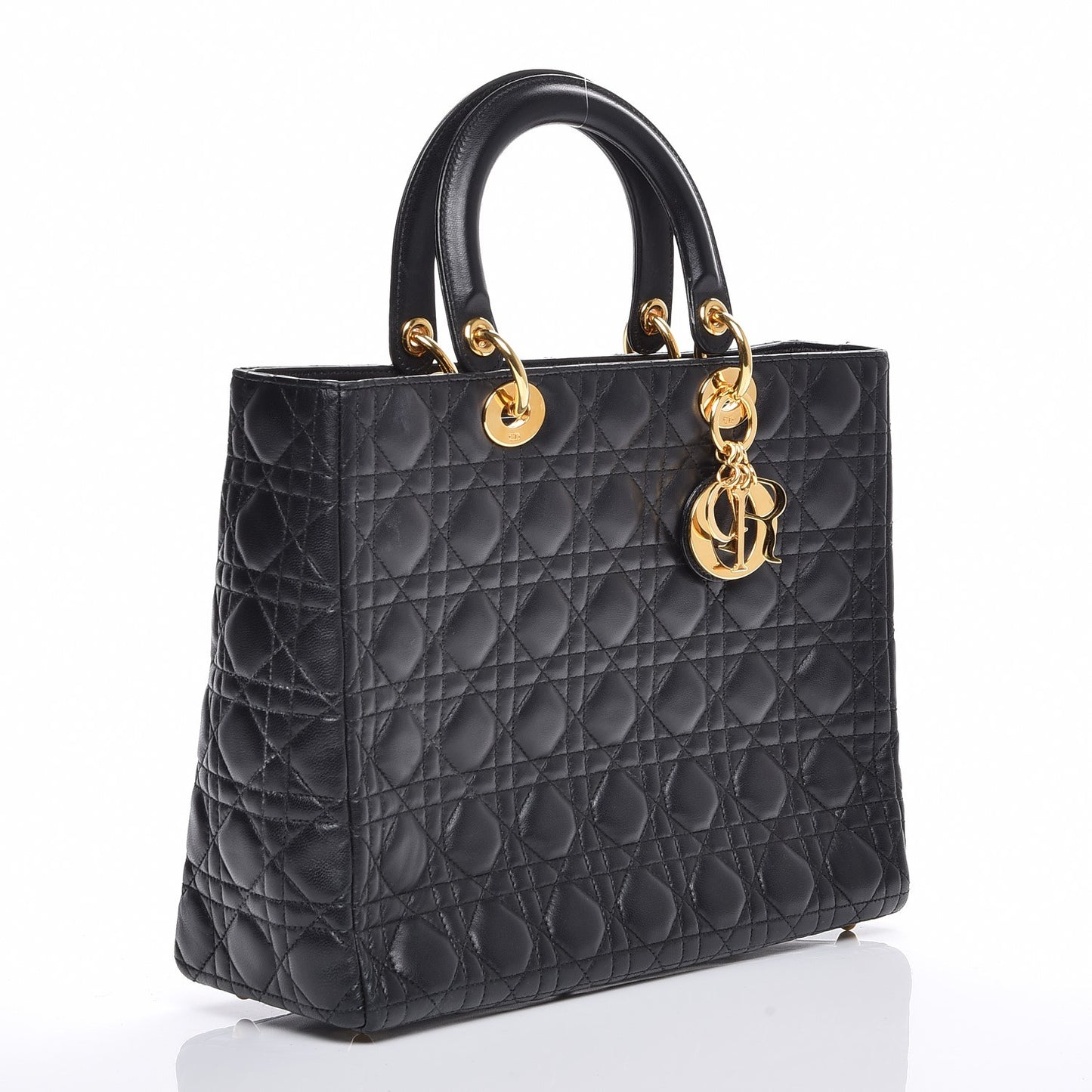 Vintage Lambskin Cannage Large Lady Dior Black