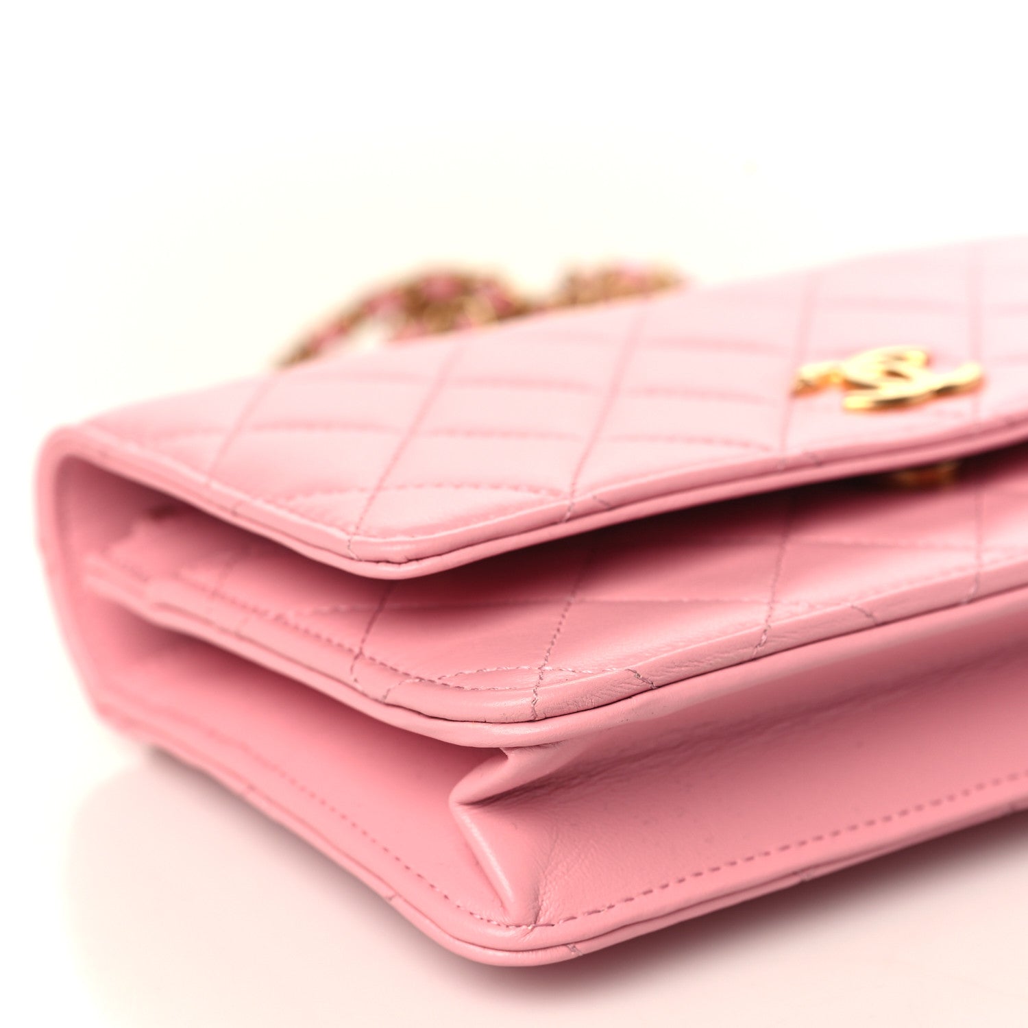 Chanel Lambskin Quilted Pick Me Up Wallet On Chain WOC Light Pink 9 of 11