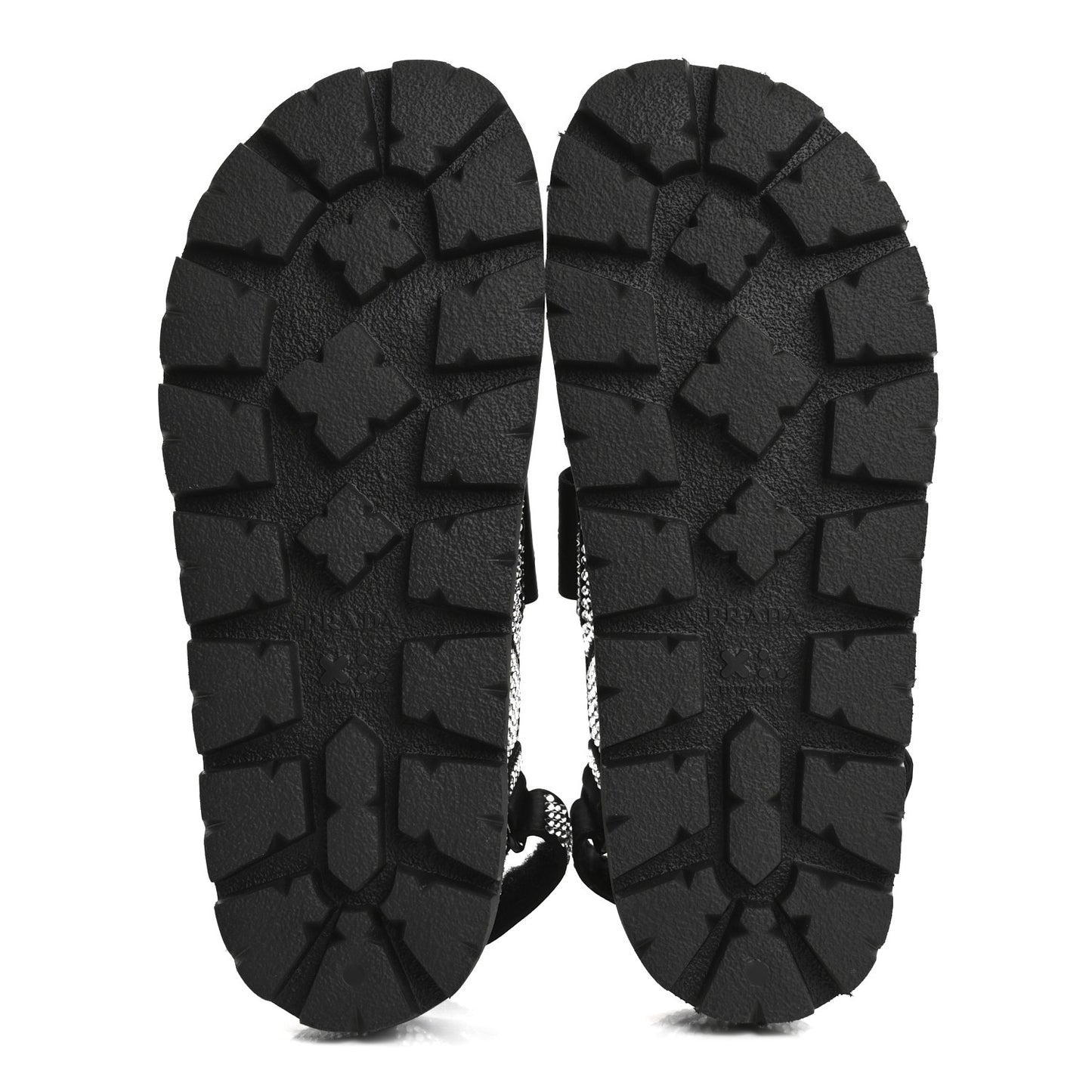Satin Crystal Embellished Metal Logo Velcro Sandals 37 Black