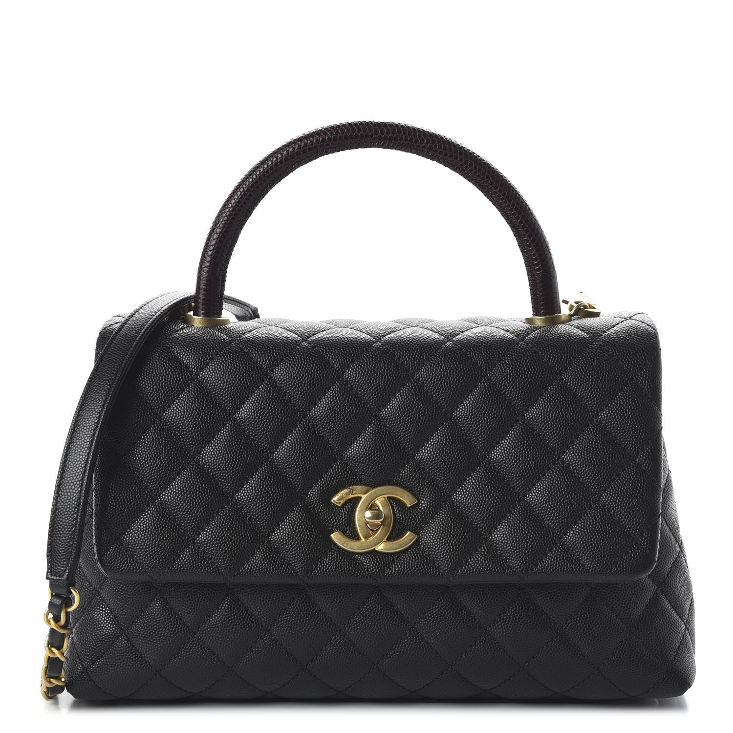 Chanel Caviar Lizard Quilted Small Coco Handle Flap Black 1 of 11