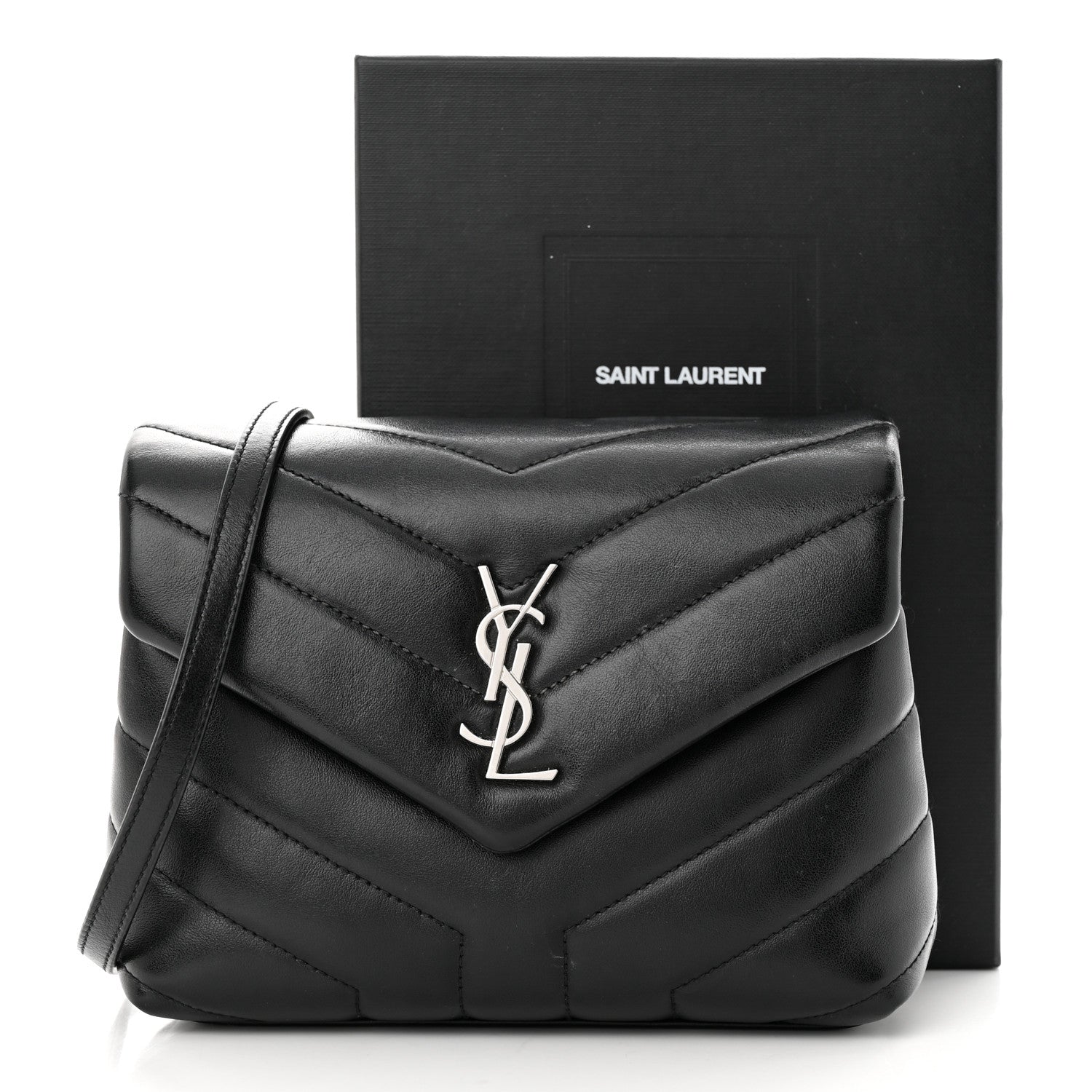 Saint Laurent Calfskin Y Quilted Monogram Toy Loulou Crossbody Bag Black 15 of 15