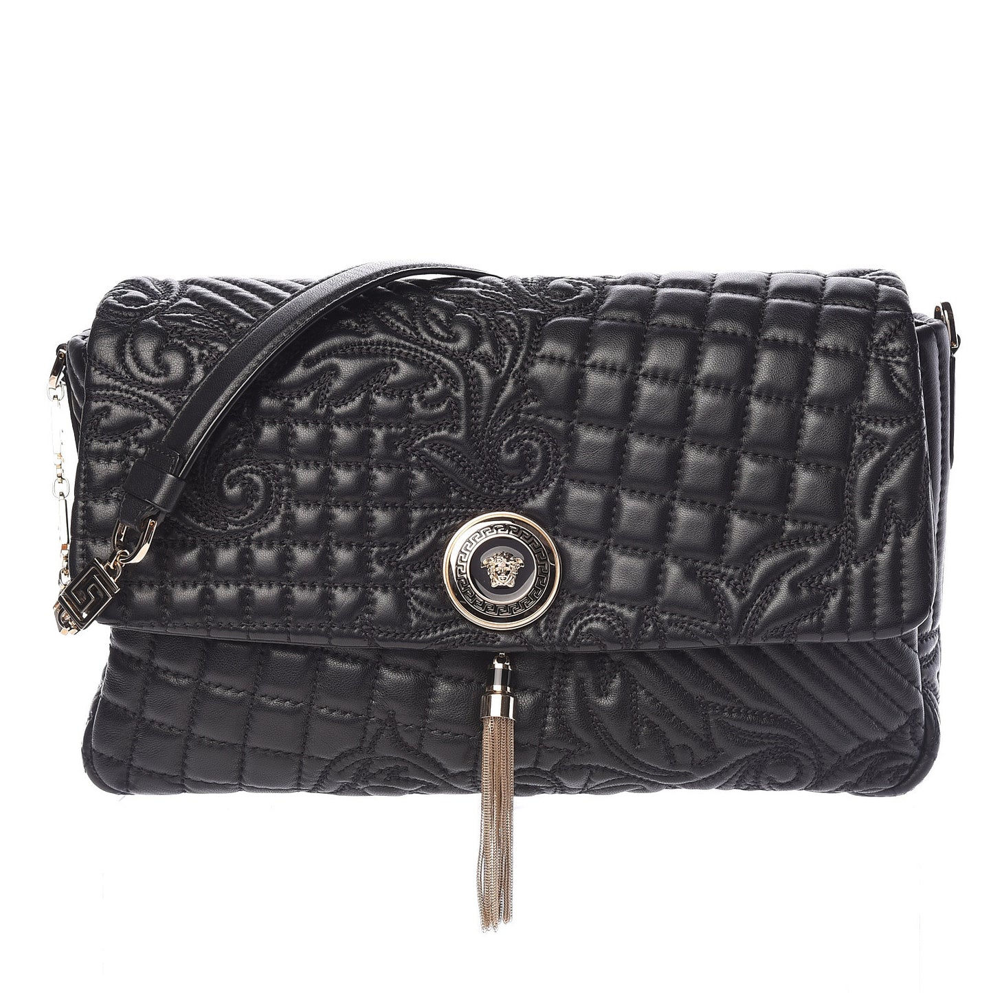 Nappa Barocco Quilted Vanitas Medea Shoulder Bag Black