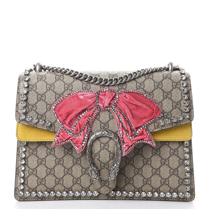 Gucci GG Supreme Monogram Crystal Bow Embroidered Medium Dionysus Shoulder Bag Yellow 1 of 8