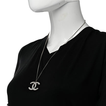 Chanel Baguette Crystal CC Necklace Silver 2 of 5
