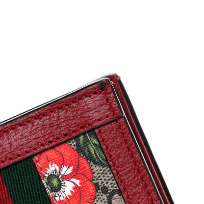Gucci GG Supreme Monogram Flora Web Ophidia Card Case Red 8 of 9