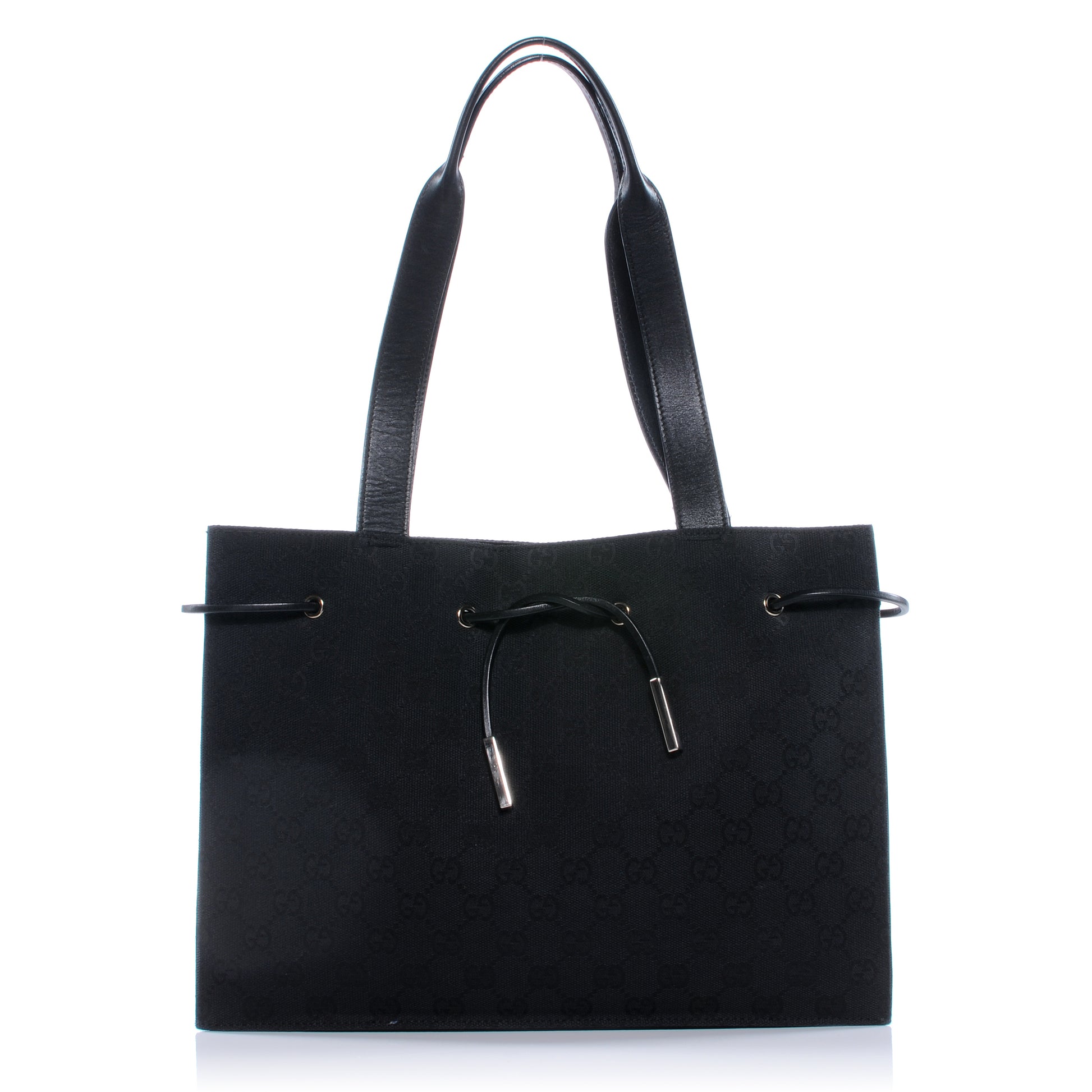 Gucci Monogram Drawstring Shoulder Bag Black 1 of 8