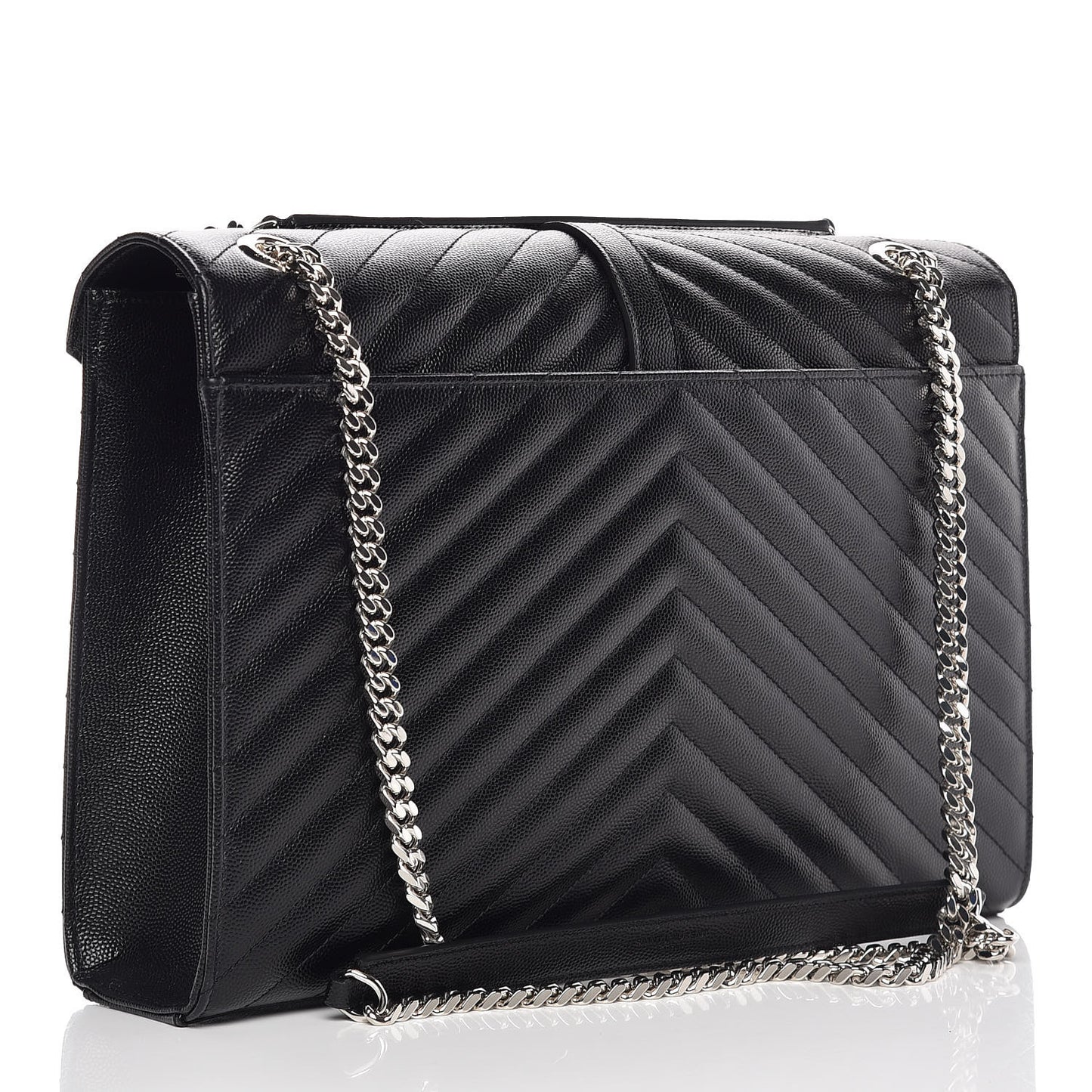 Grain De Poudre Matelasse Chevron Large Monogram Satchel Black