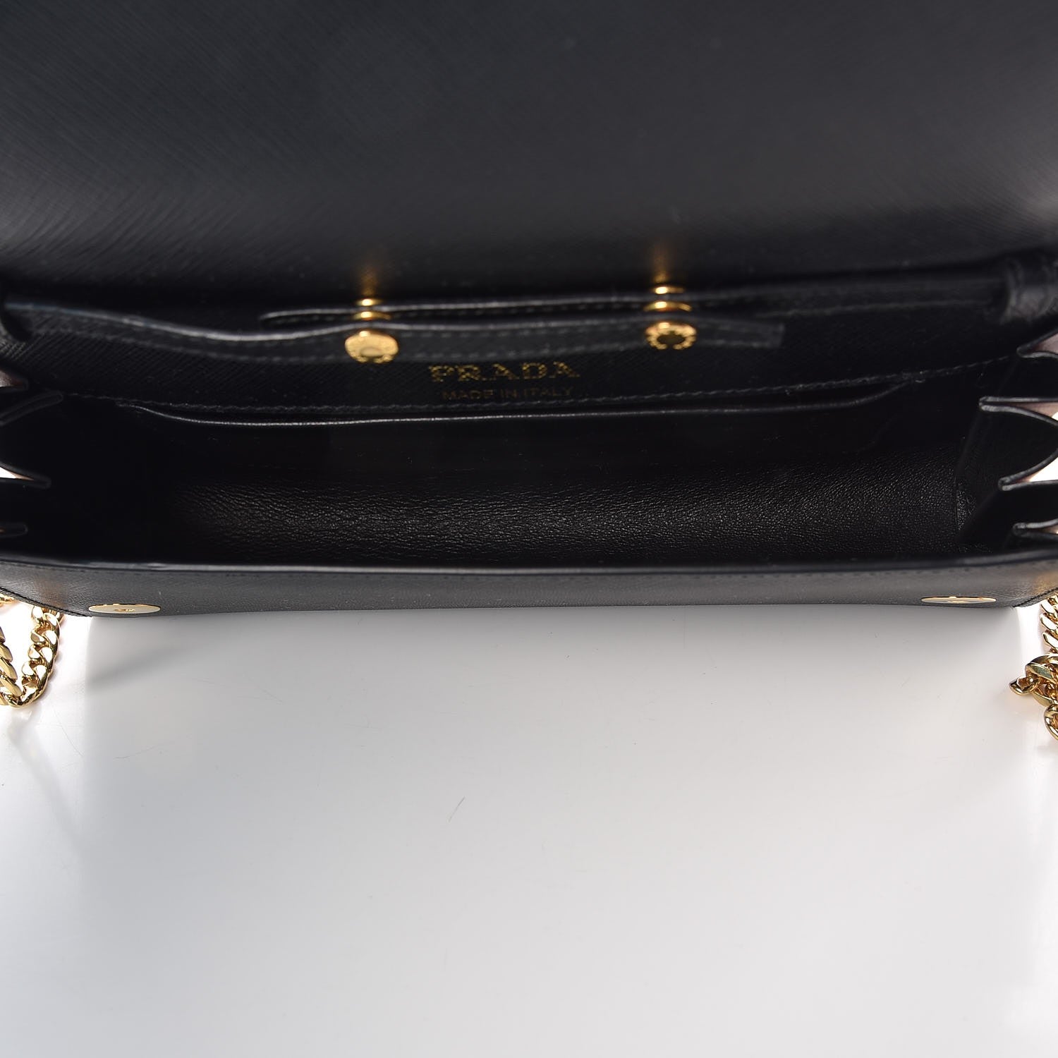 Prada Saffiano Metal Oro Chain Wallet Black 6 of 7