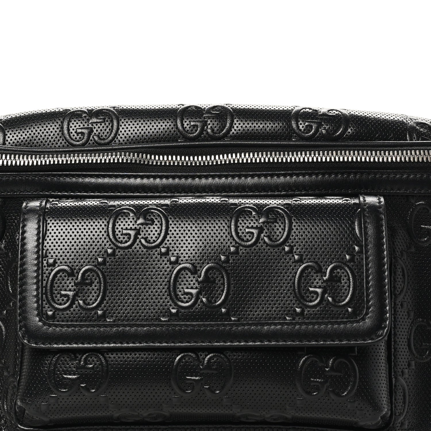 Gucci Calfskin GG Tennis Embossed Pocket Belt Bag Black 8 of 10