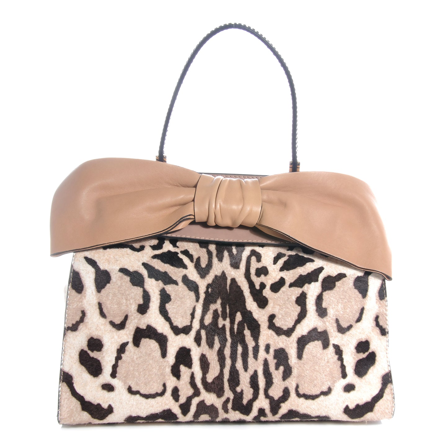 Calf Hair Leopard Print Aphrodite Bow Satchel